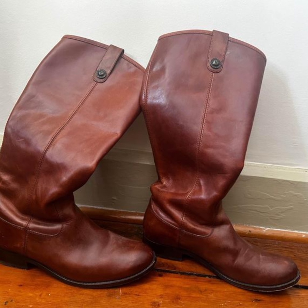 Frye Melissa button lug extended calf boots